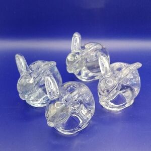 Crystal Clear Glass Rabbit Figurines Set